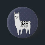 Cute Black & White Llama & White Dots 6 Cm Round Badge<br><div class="desc">Adorable cartoon sketch style llama graphic in black and white with white micro dots pattern and custom  background colour.</div>