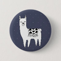 Cute Black & White Llama & White Dots