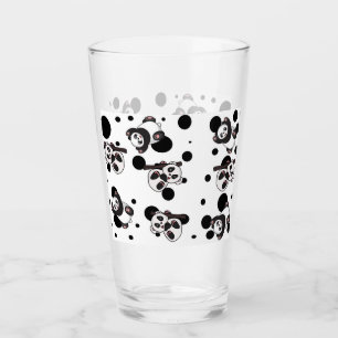Cute Black white Panda and Polka Background Glass