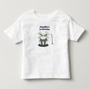 Cute Black & White Panda in Bamboo Birthday Toddler T-Shirt