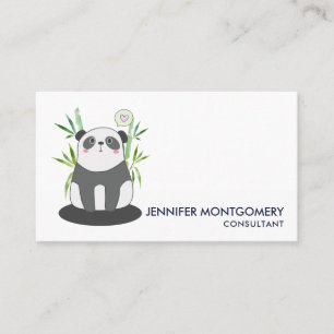 Cute Black & White Panda in Bamboo Business Card