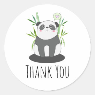 Cute Black & White Panda in Bamboo Classic Round Sticker