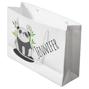 Cute Black & White Panda in Bamboo Large Gift Bag