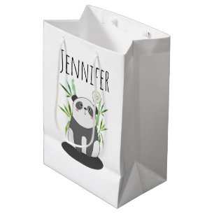 Cute Black & White Panda in Bamboo Medium Gift Bag
