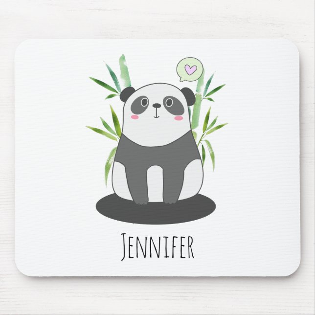 Cute Black & White Panda in Bamboo Mouse Mat (Front)