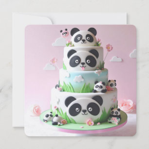 CUTE  BLACK & WHITE PANDA THEMED KIDS BIRTHDAY  CARD