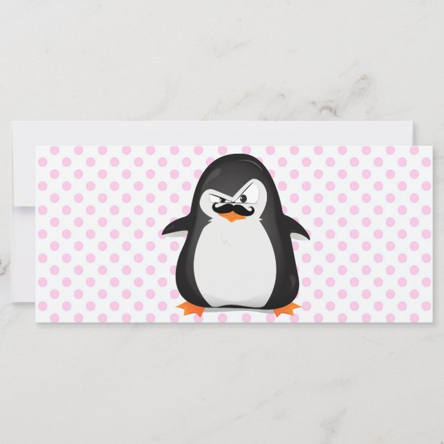 Cute Black  White Penguin And  Funny Moustache (Front)