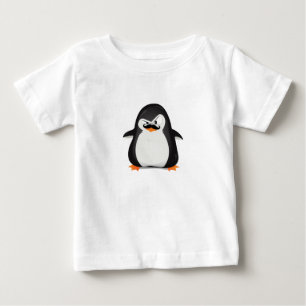 Cute Black  White Penguin And  Funny Moustache Baby T-Shirt