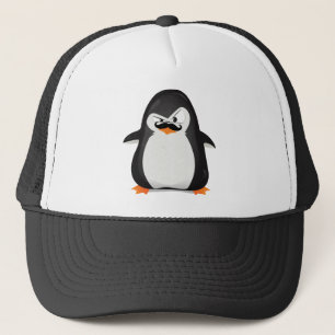 Cute Black  White Penguin And  Funny Moustache Trucker Hat