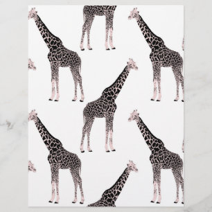 Cute Black White Pink Giraffe Custom Letterhead