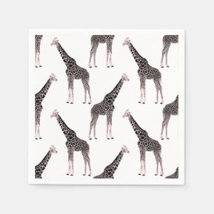 Cute Black White Pink Giraffe Napkin