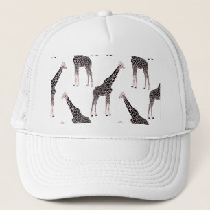 Cute Black White Pink Giraffe Trucker Hat