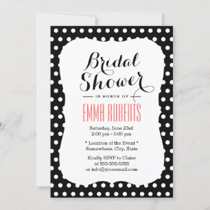 Cute Black & White Polka Dots Bridal Shower Invitation