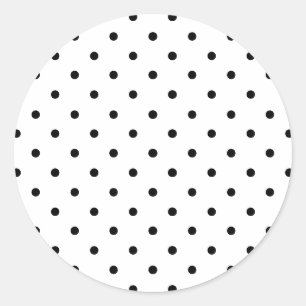 Cute black & white polka dots pattern chic classic round sticker