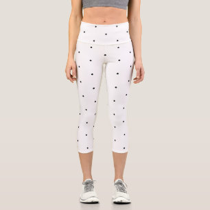 Cute Black white polka dots pattern elegant Capri Leggings