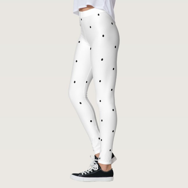 Cute Black white polka dots pattern elegant  Leggings (Left)