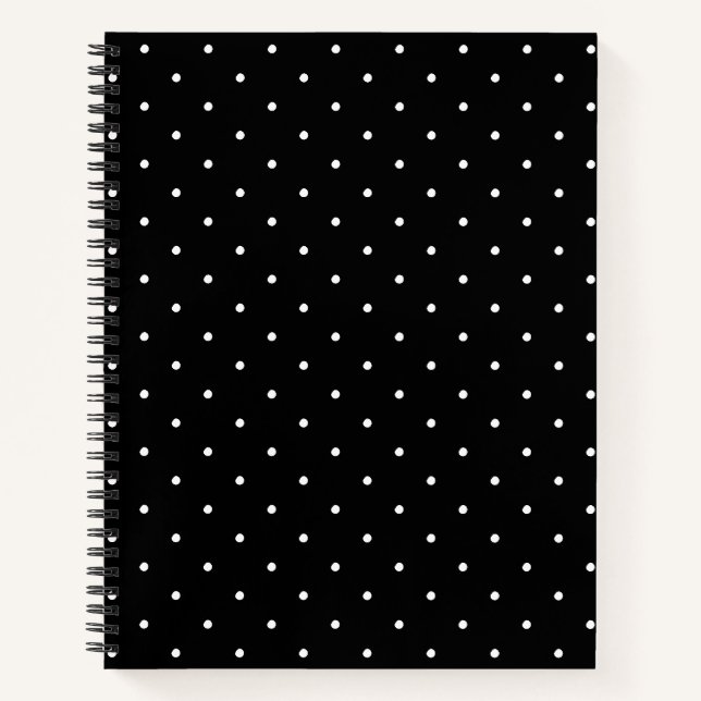 Cute black white polka dots pattern elegant stylis notebook (Front)
