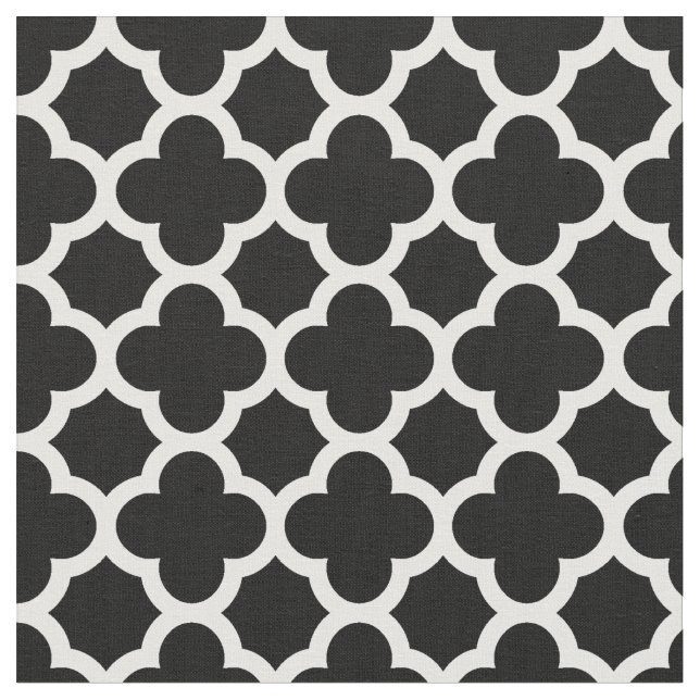 Cute Black White Retro Chic Trellis Pattern Fabric (Close Up)