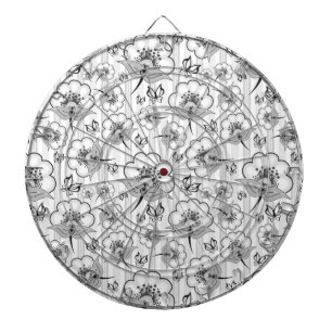 Cute black white seamless flowers patterns dartboard
