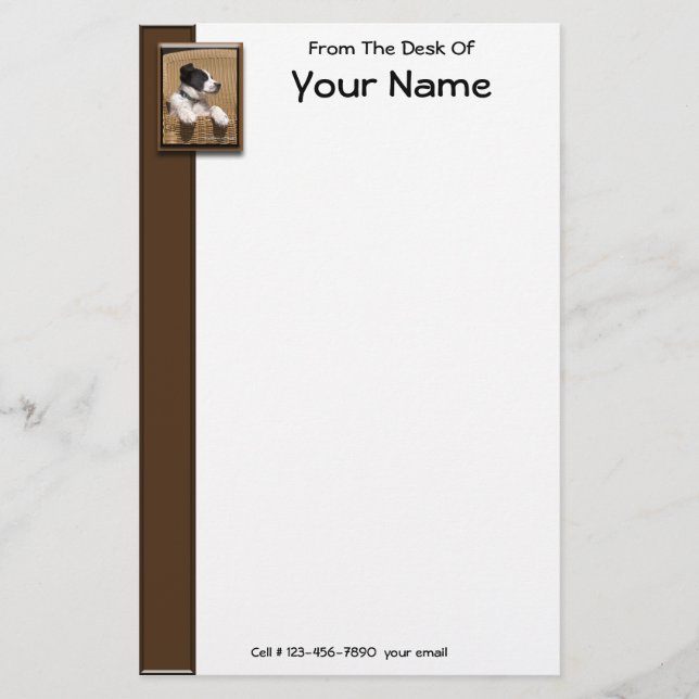 Cute Black White Sleeping Puppy Photo Personalised Stationery (Front)