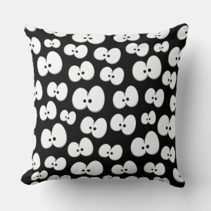 Cute Black & White Spooky Eyes Halloween Cushion