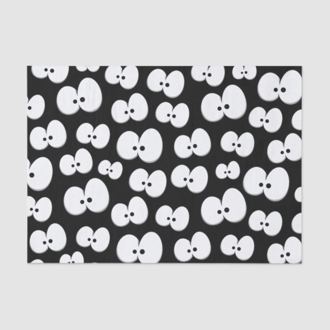 Cute Black & White Spooky Eyes Pattern Halloween Tissue Paper (Front)