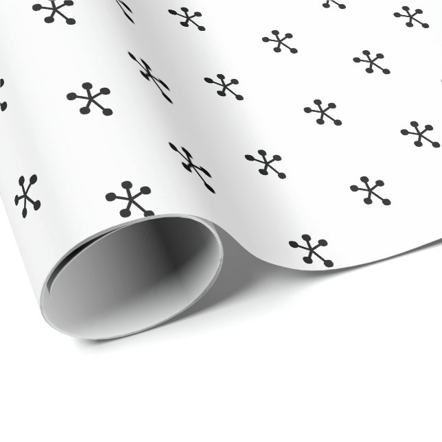 Cute black white stars snowflakes pattern wrapping paper (Roll Corner)
