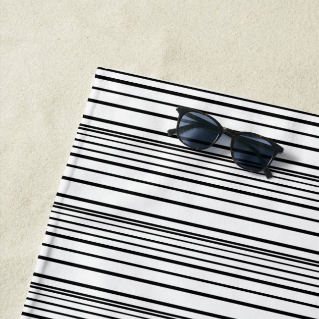 Cute black white stripes beach towel (In Situ)