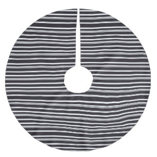 Cute black white stripes brushed polyester tree skirt