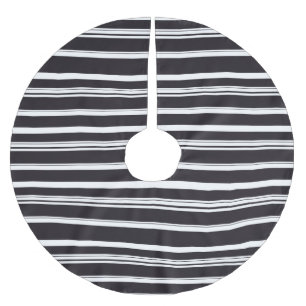 Cute black white stripes brushed polyester tree skirt