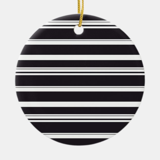 Cute black white stripes ceramic tree decoration (Front)