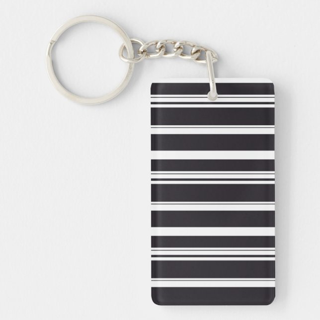 Cute black white stripes key ring (Front)