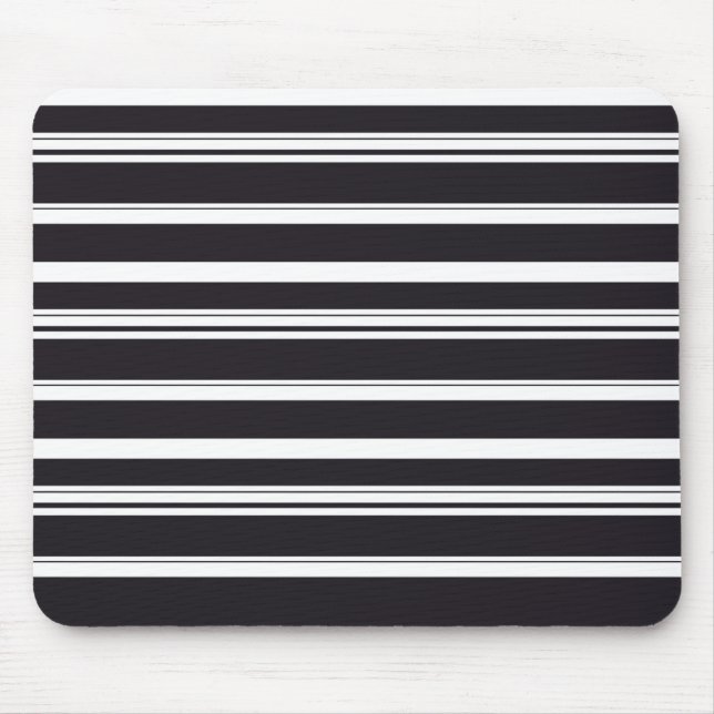 Cute black white stripes mouse mat (Front)