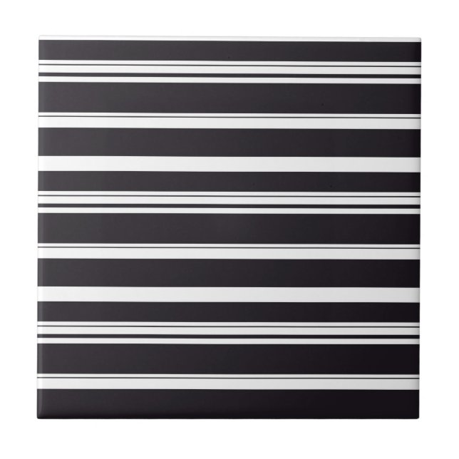 Cute black white stripes tile (Front)