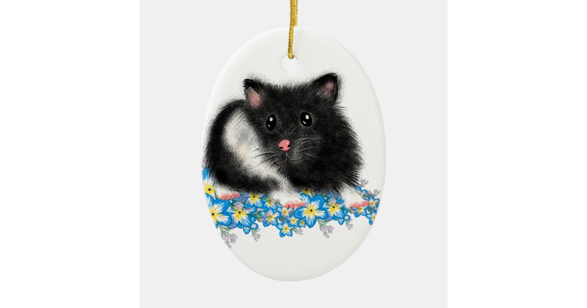 Cute Black White Syrian Hamster Gifts Christmas Ornament Zazzle Co Uk