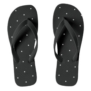 Cute black white tiny polka dots elegant chic flip flops
