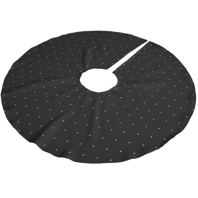 Cute black white tiny polka dots pattern Christmas Brushed Polyester Tree Skirt (Angled)