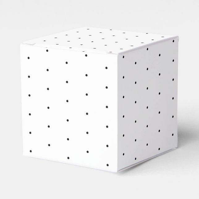 Cute Black white tiny polka dots pattern elegant Favour Box (Front Side)