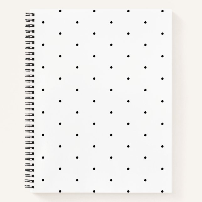 Cute Black white tiny polka dots pattern elegant Notebook (Front)