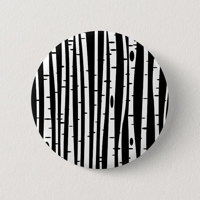Cute black white tree pattern 6 cm round badge (Front)