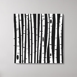 Cute black white tree pattern canvas print