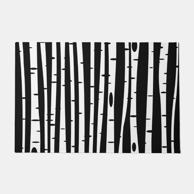 Cute black white tree pattern doormat (Front)