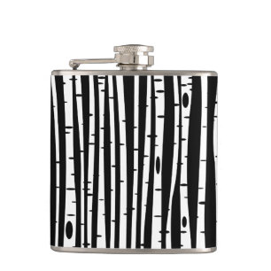 Cute black white tree pattern hip flask