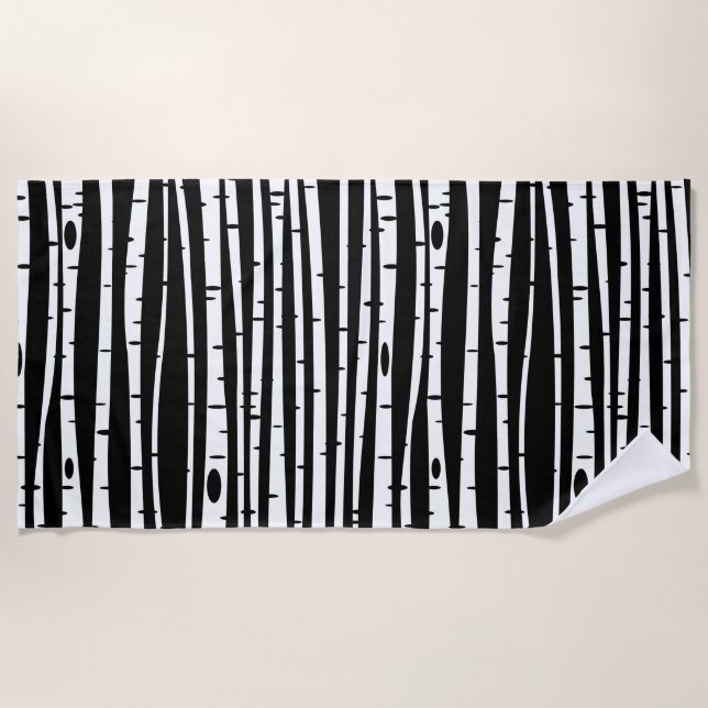 Cute black white tree pattern mouse pad beach towel (Front)
