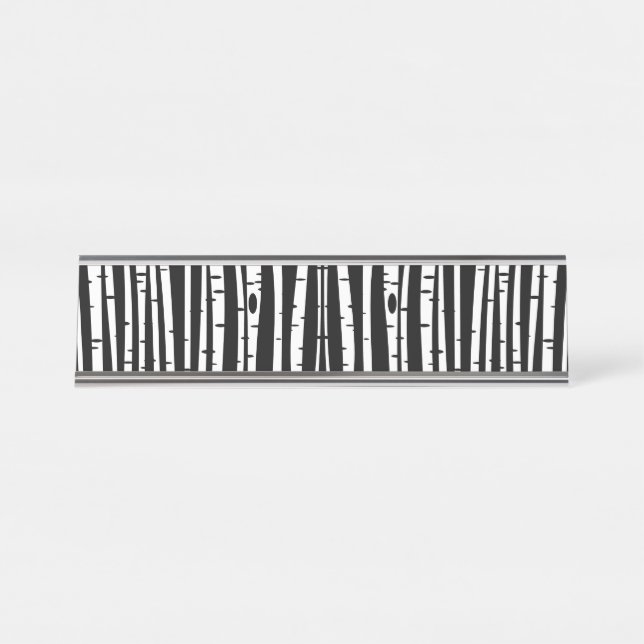 Cute black white tree pattern mouse pad drum stick desk name plate (Front)
