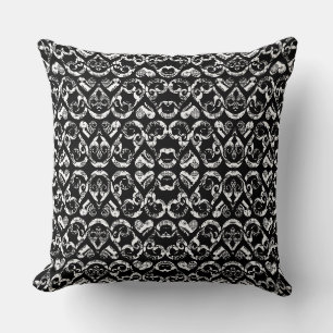 Cute black white vintage hearts background design cushion