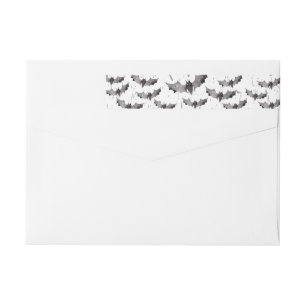 Cute Black & White Watercolor Bats Halloween Wrap Around Label