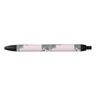 Cute Black White Zebra Animal Pink Design Black Ink Pen