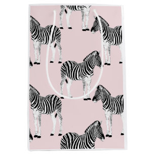 Cute Black White Zebra Animal Pink Design Medium Gift Bag