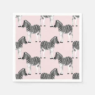 Cute Black White Zebra Animal Pink Design Napkin